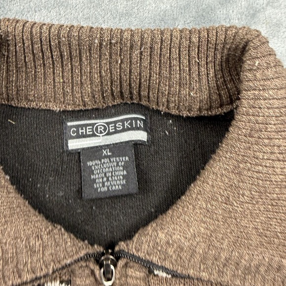 Chereskin Mens Brown Pullover Long Sleeves Collar Warm Size XL READ - Picture 5 of 14